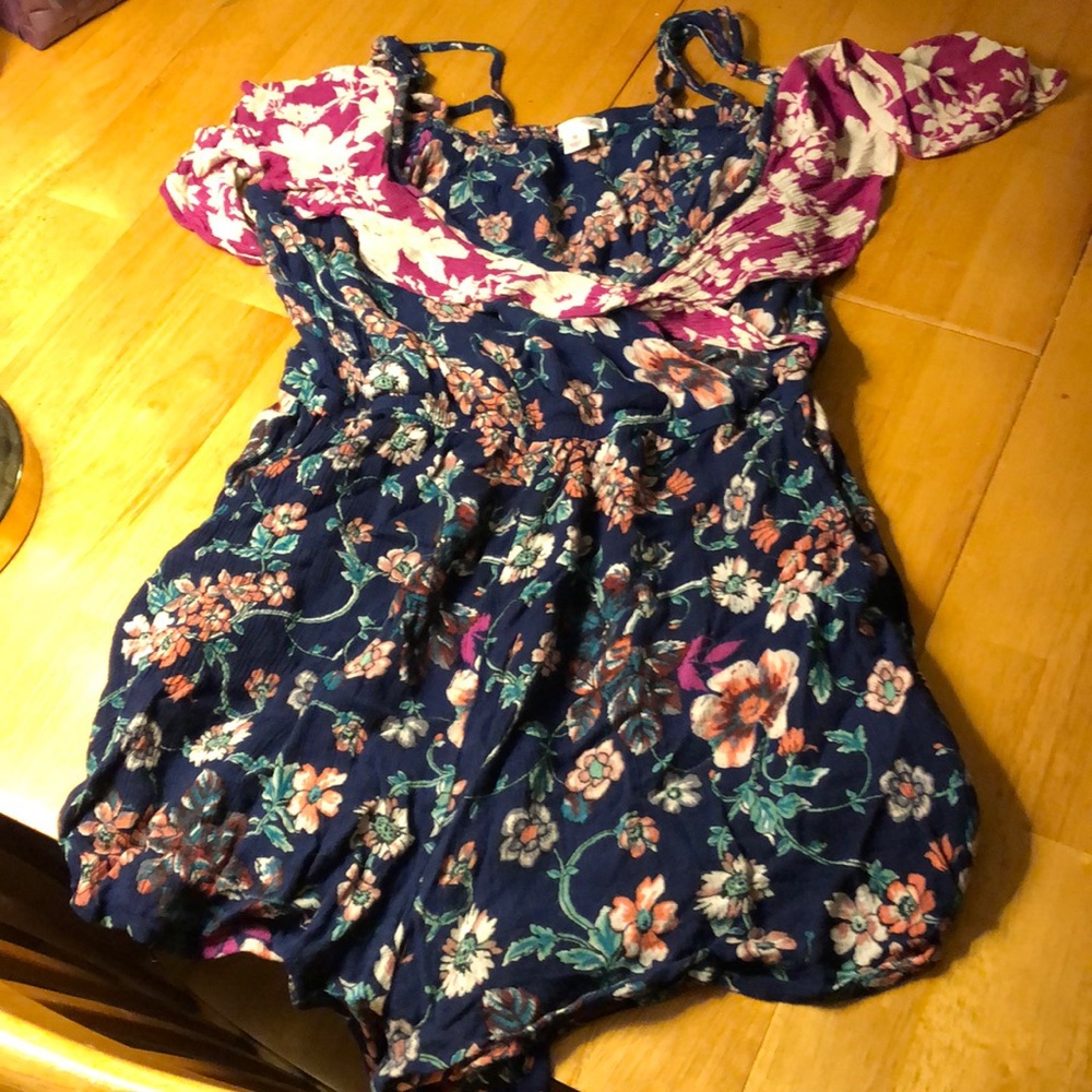 Navy floral romper